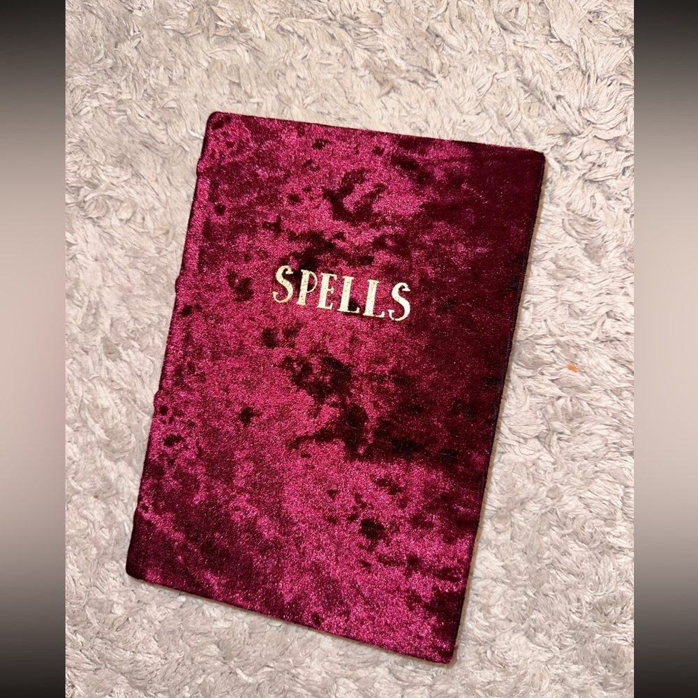 NWT hocus pocus red maroon velvet spells book notebook